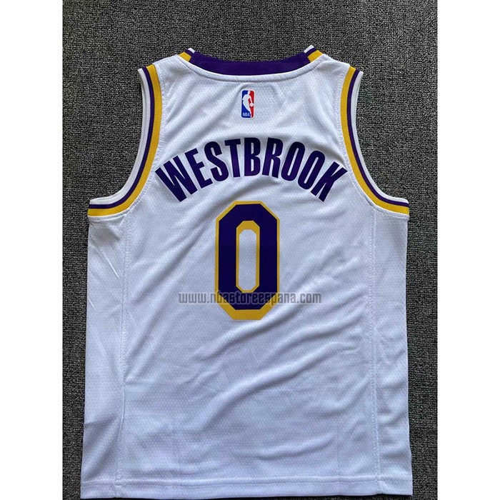 Camiseta Nino Los Angeles Lakers Russell Westbrook NO 0 Association 2022-23 Blanco